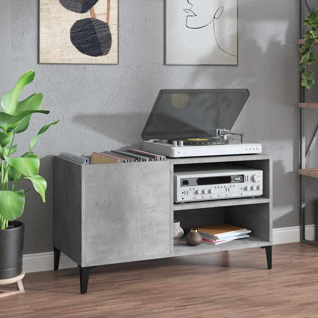 Record Cabinet Concrete Grey 84,5x38x48 cm Engineered Wood