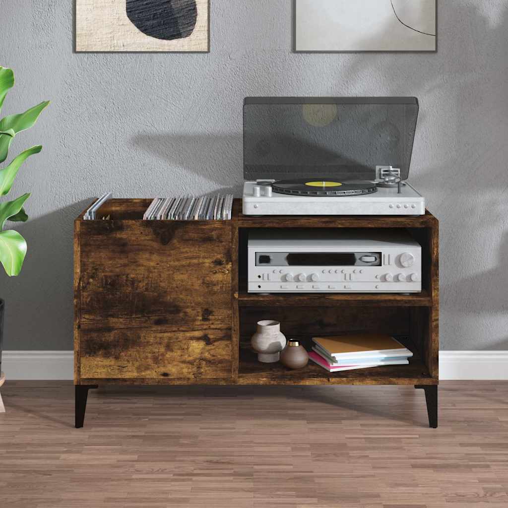 Record Cabinet Smoked Oak 84,5x38x48 cm Engineered Wood