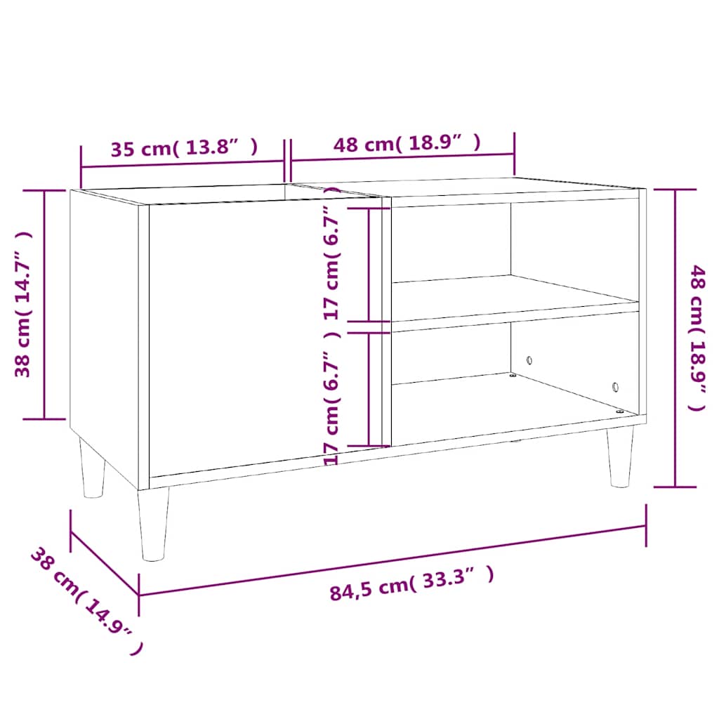 Record Cabinet Smoked Oak 84,5x38x48 cm Engineered Wood