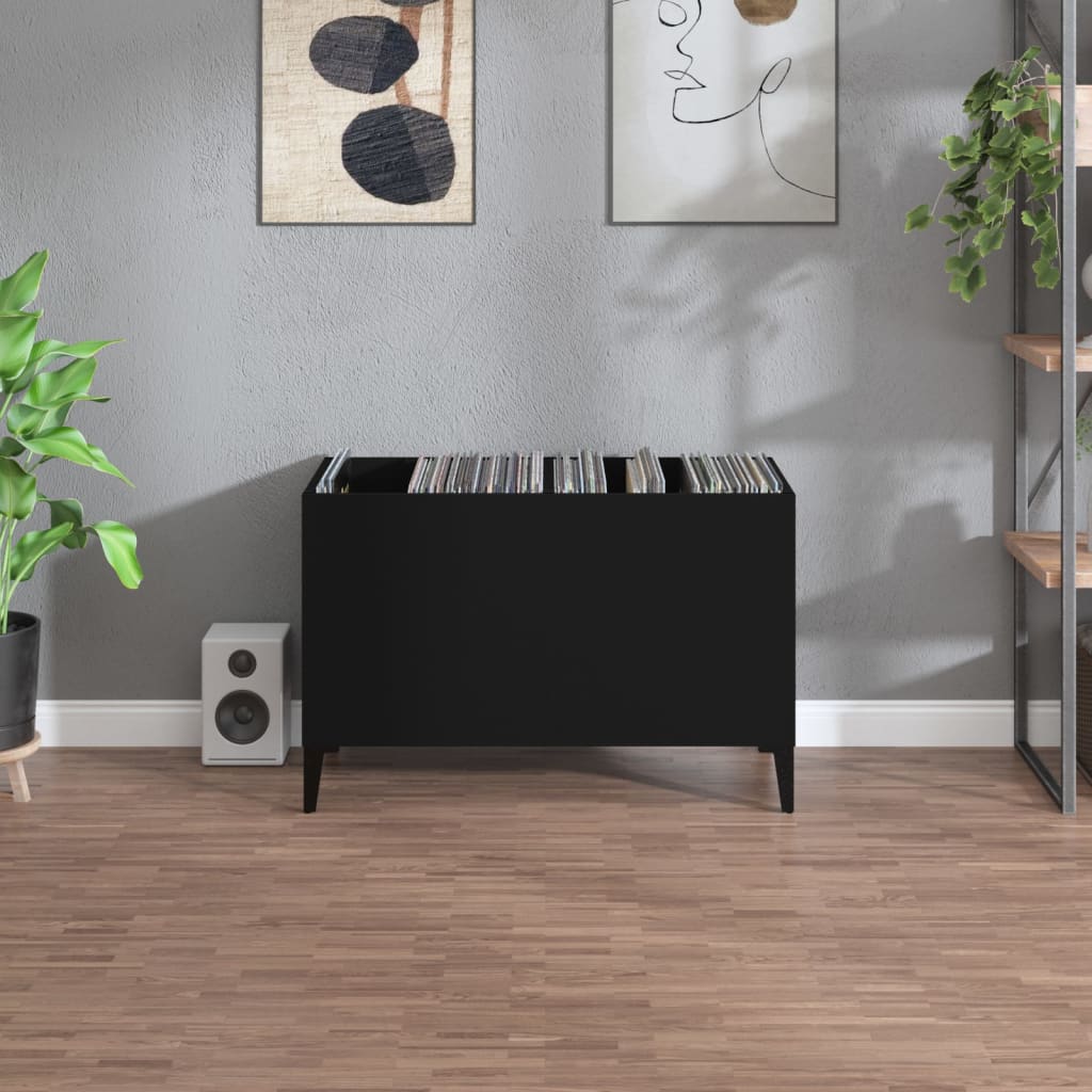 Record Cabinet | Black | Engineered Wood, Metal | 74.5 x 38 x 48 cm