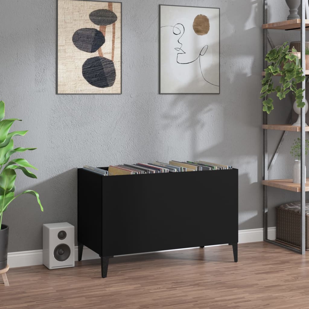 Record Cabinet | Black | Engineered Wood, Metal | 74.5 x 38 x 48 cm