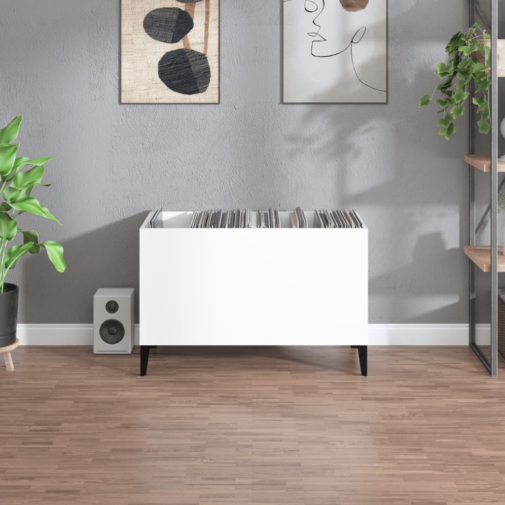 Record Cabinet High Gloss White 74.5x38x48 cm Engineered Wood