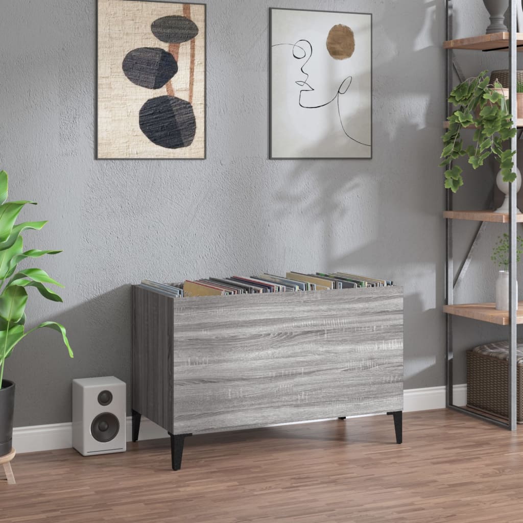 Record Cabinet | Grey Sonoma | Engineered wood, Metal | Medium