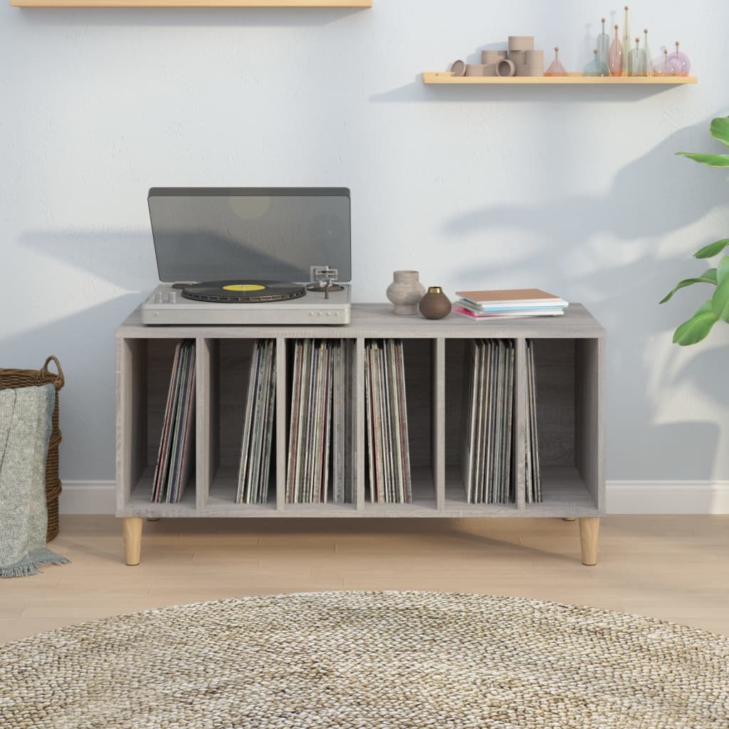 Record Cabinet | Grey Sonoma | Engineered wood, Solid eucalyptus wood