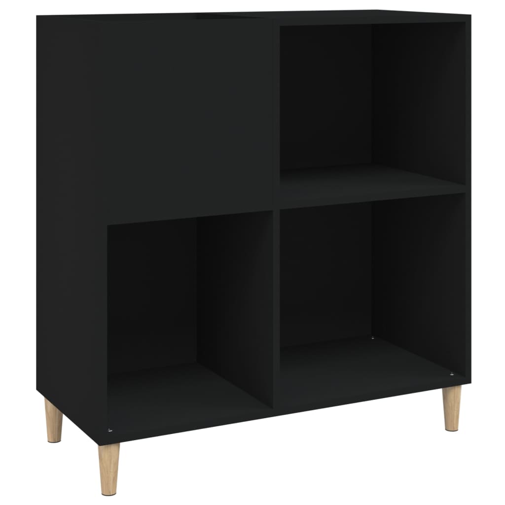 Record Cabinet | Black | Engineered wood, solid eucalyptus wood | Medium