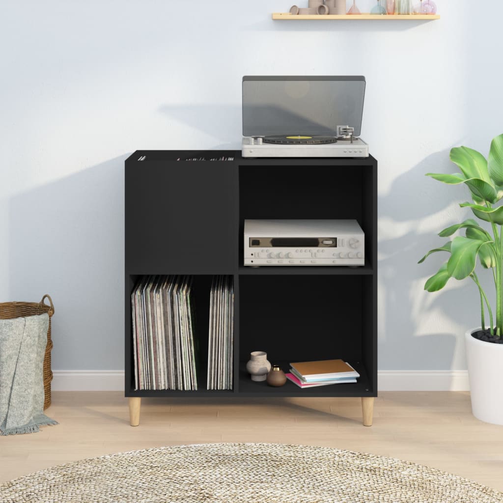 Record Cabinet | Black | Engineered wood, solid eucalyptus wood | Medium