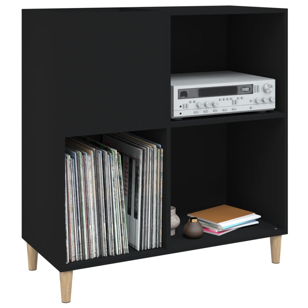 Record Cabinet | Black | Engineered wood, solid eucalyptus wood | Medium