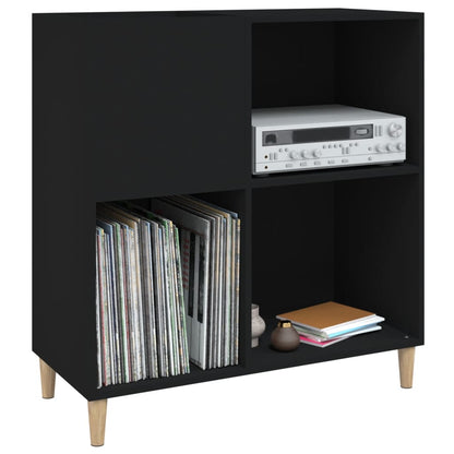 Record Cabinet | Black | Engineered wood, solid eucalyptus wood | Medium
