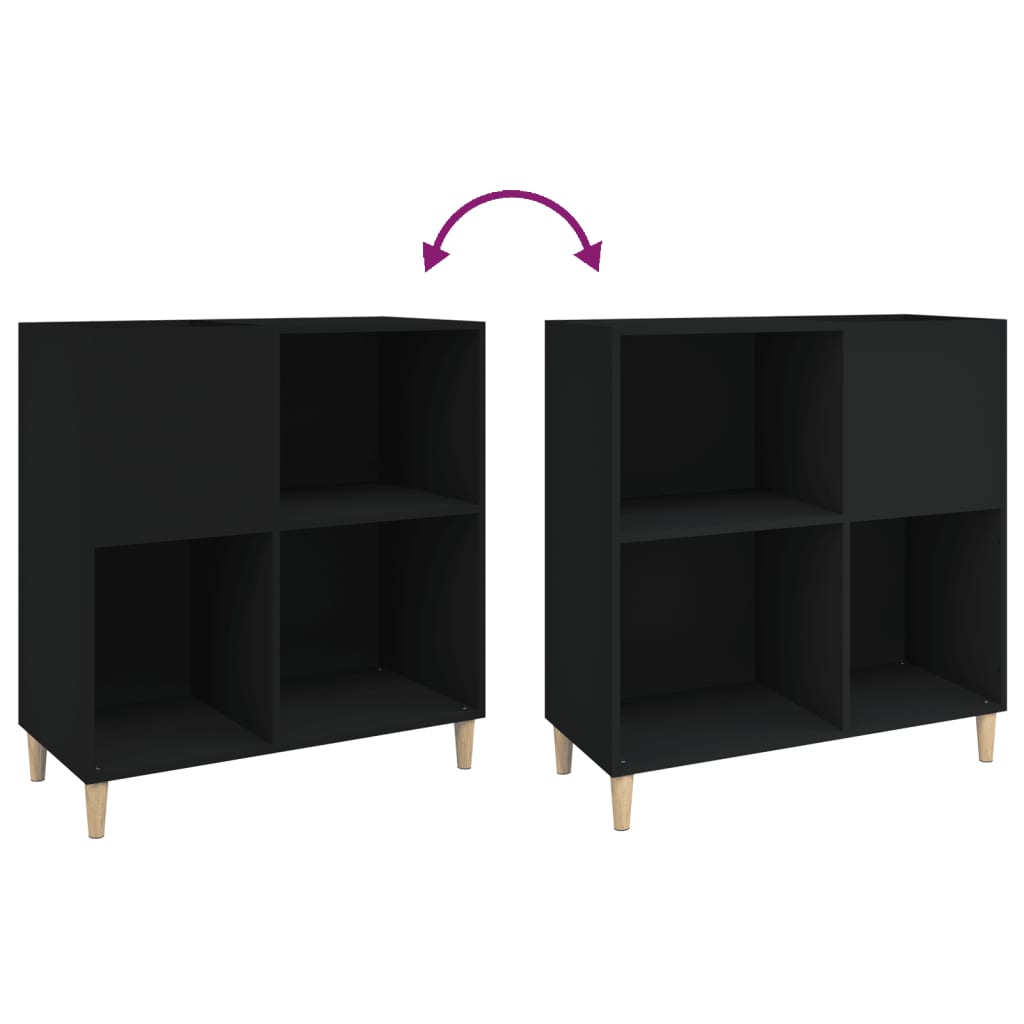 Record Cabinet | Black | Engineered wood, solid eucalyptus wood | Medium