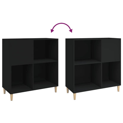 Record Cabinet | Black | Engineered wood, solid eucalyptus wood | Medium
