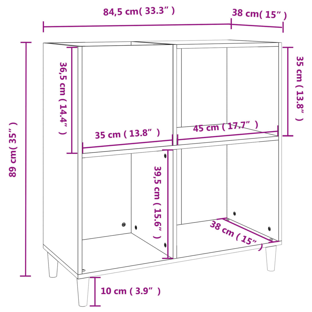 Record Cabinet | Black | Engineered wood, solid eucalyptus wood | Medium