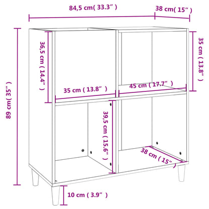 Record Cabinet | Black | Engineered wood, solid eucalyptus wood | Medium