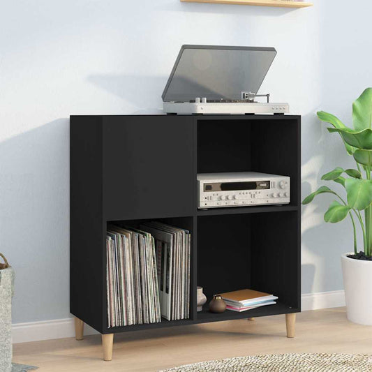 Record Cabinet Black 84,5x38x89 cm Engineered Wood