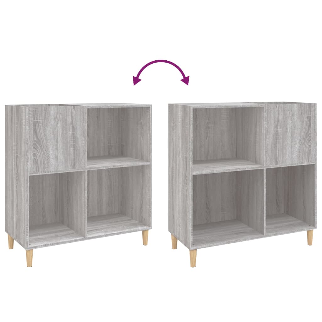 Record Cabinet Grey Sonoma 84.5x38x89 cm Engineered Wood