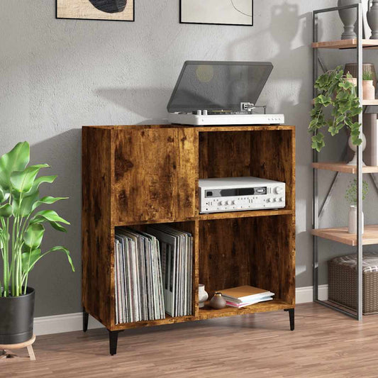 Record Cabinet Smoked Oak 84,5x38x89 cm Engineered Wood
