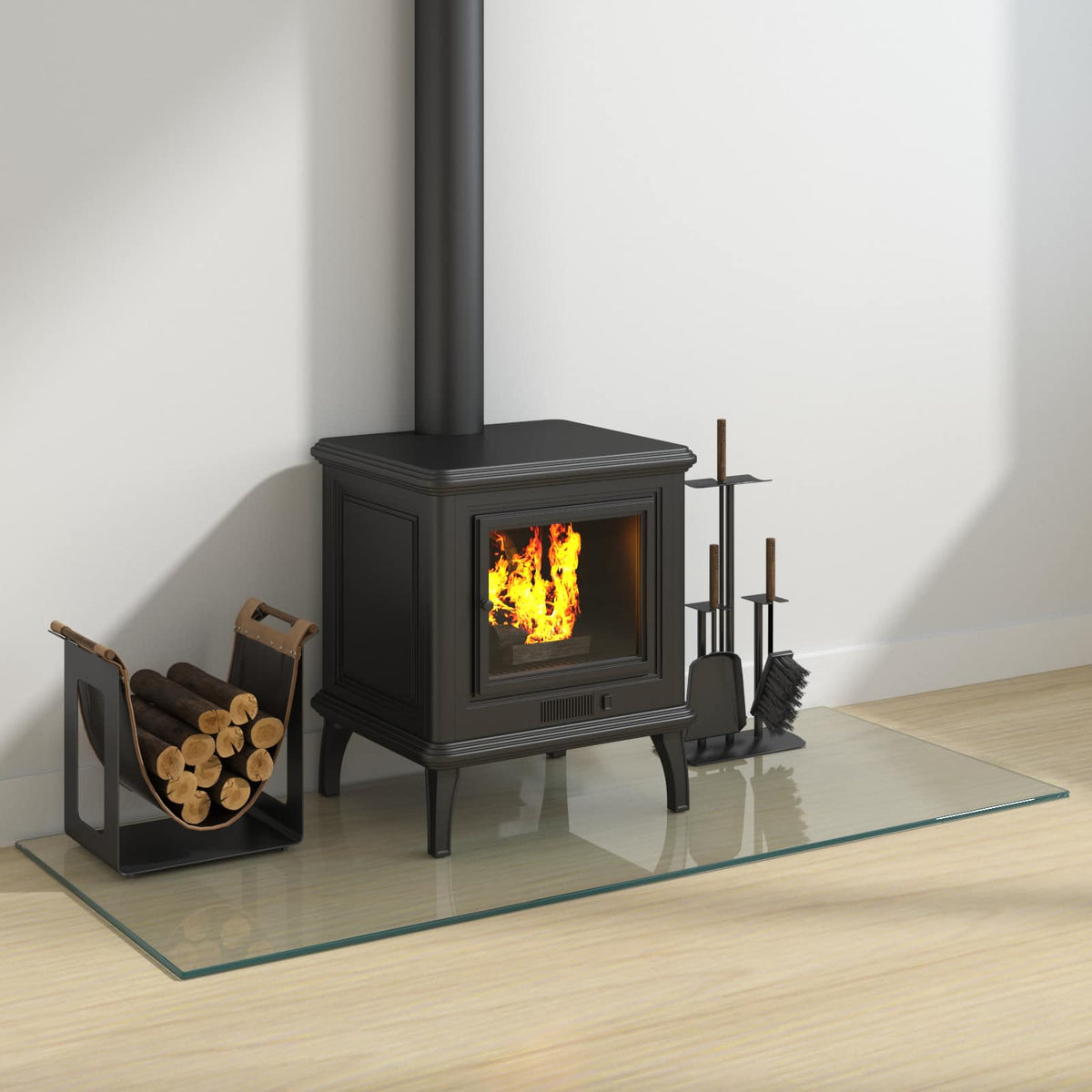 Fireplace Glass Plate Transparent 120 x 50 cm Glass