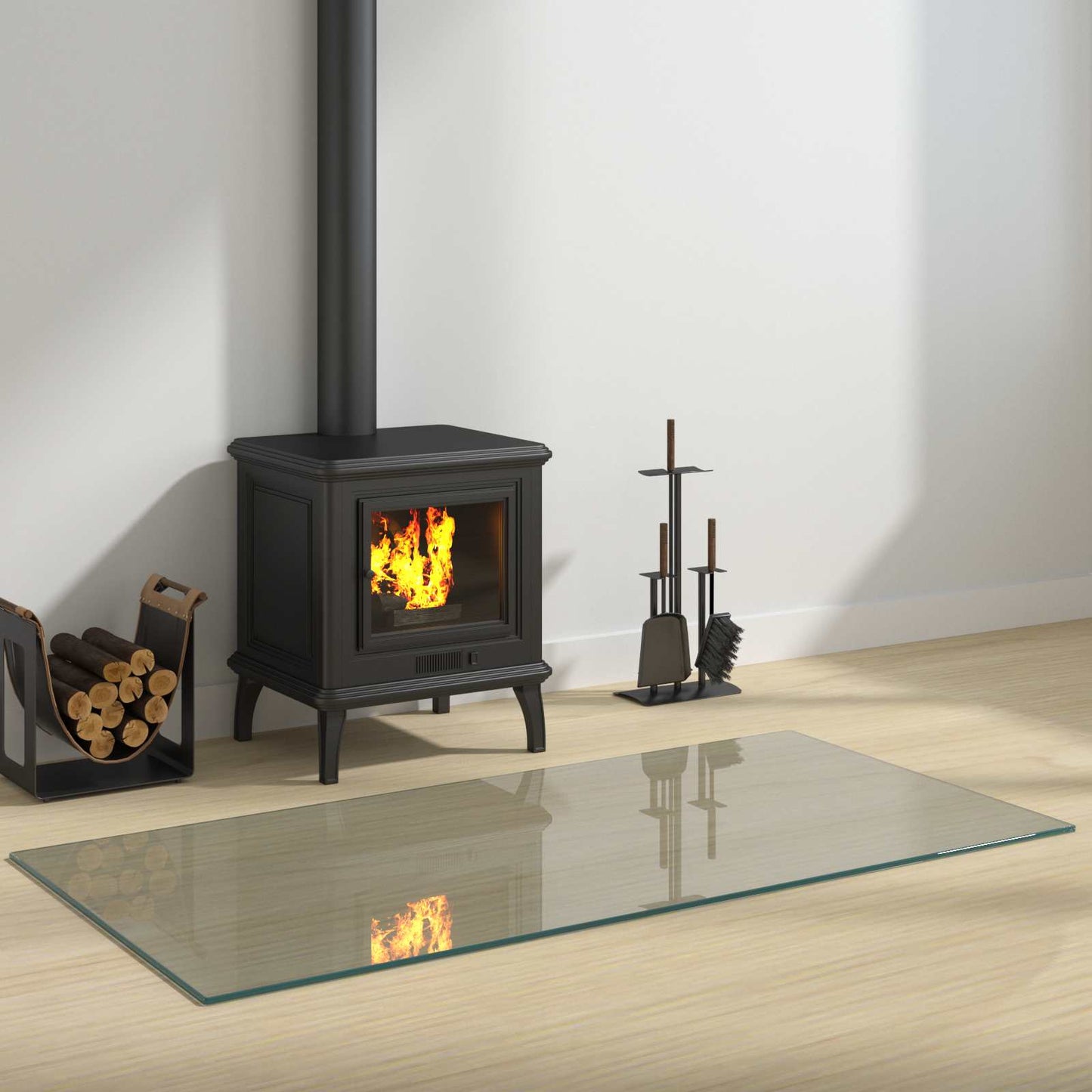 Fireplace Glass Plate Transparent 120 x 60 cm Glass
