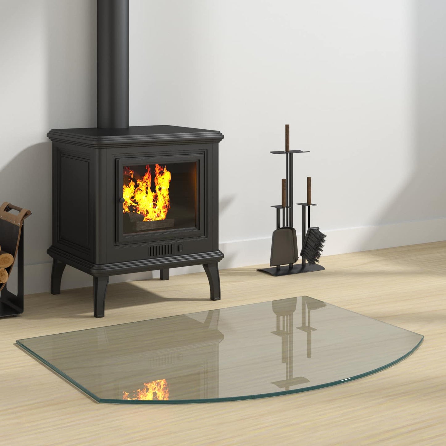 Fireplace Glass Plate Transparent 80 x 60 cm Glass