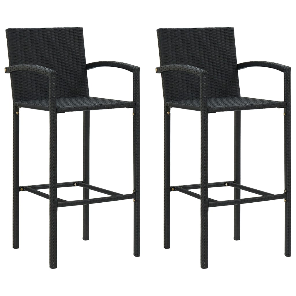 Garden Bar Set | Black | PE rattan, powder-coated steel, tempered glass