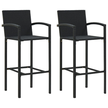 Garden Bar Set | Black | PE rattan, powder-coated steel, tempered glass