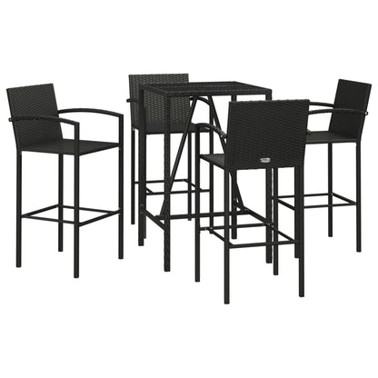 Garden Bar Set | Black | PE rattan | Medium | Footrest | Bar Table Set