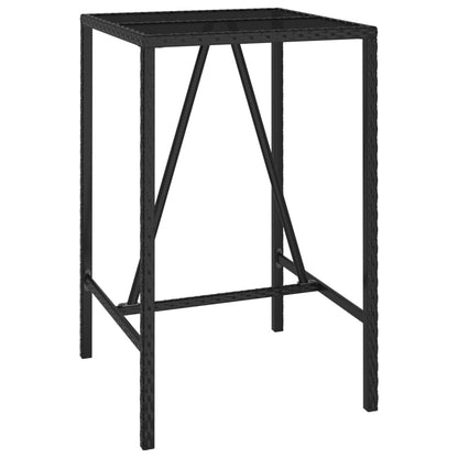 Garden Bar Set | Black | PE rattan | Medium | Footrest | Bar Table Set
