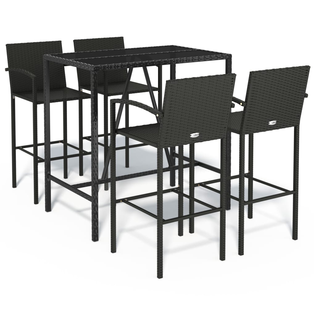 Garden Bar Set | Black | Poly Rattan | 5 Piece |  Durable