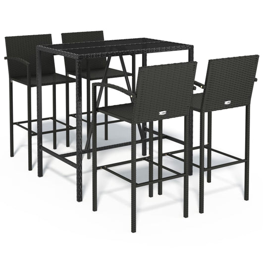 Garden Bar Set | Black | Poly Rattan | 5 Piece |  Durable