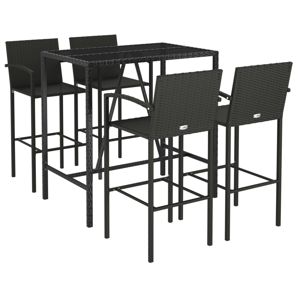 Garden Bar Set | Black | Poly Rattan | 5 Piece |  Durable