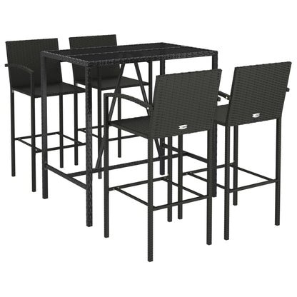 Garden Bar Set | Black | Poly Rattan | 5 Piece |  Durable