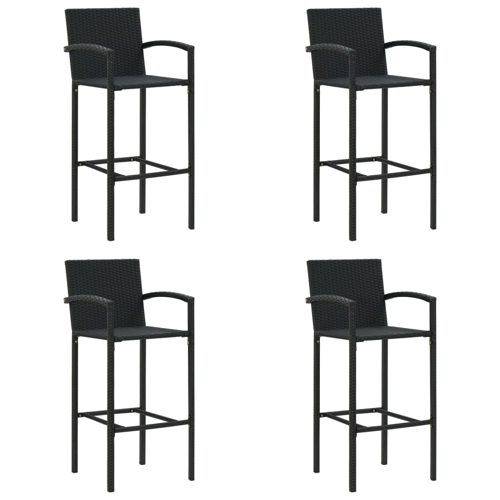 Garden Bar Set | Black | Poly Rattan | 5 Piece |  Durable