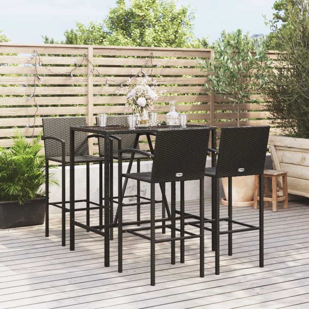 Garden Bar Set | Black | Poly Rattan | 5 Piece |  Durable