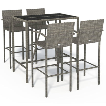 Garden Bar Set | Grey | PE rattan, powder-coated steel, tempered glass