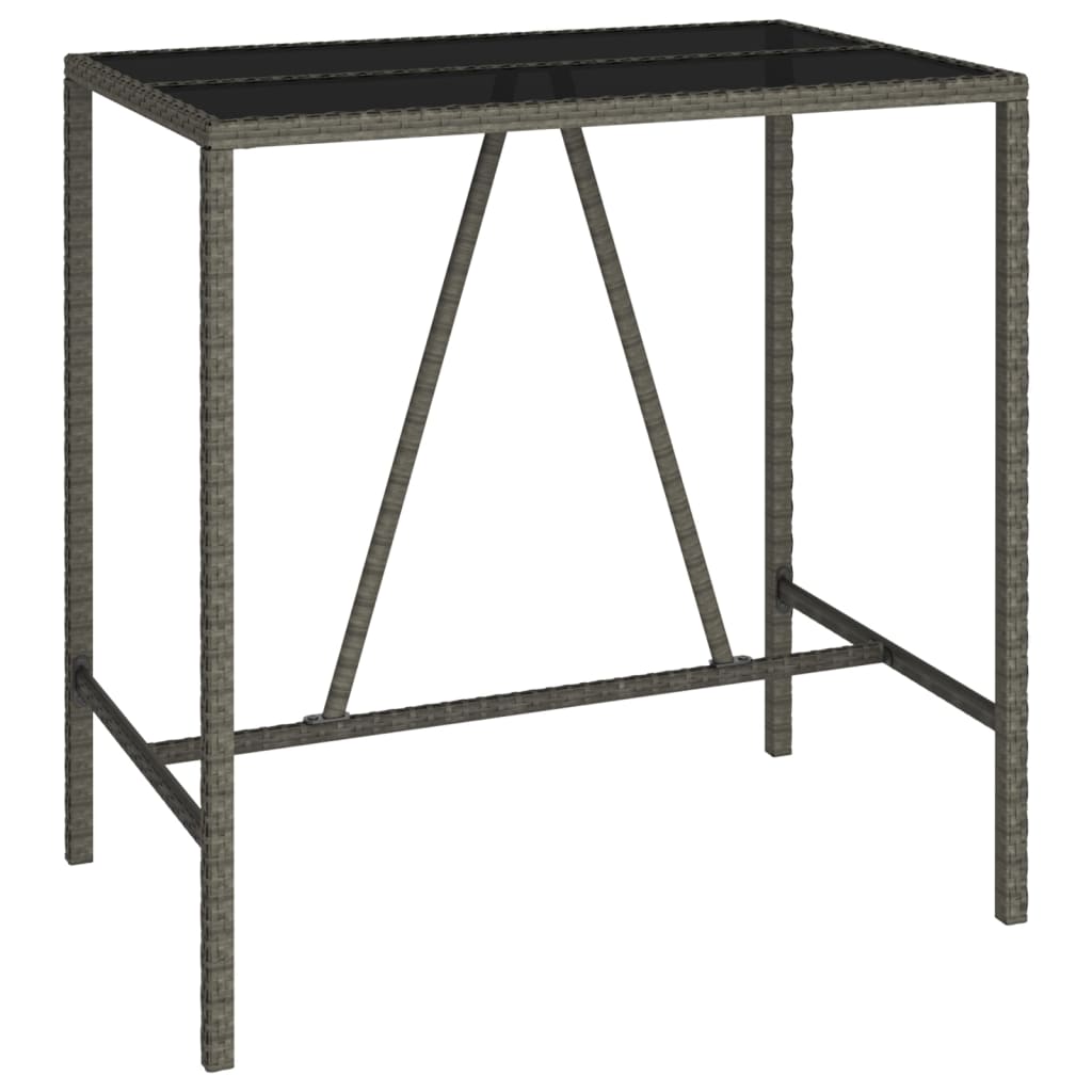 Garden Bar Set | Grey | PE rattan, powder-coated steel, tempered glass