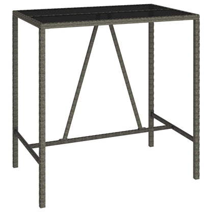 Garden Bar Set | Grey | PE rattan, powder-coated steel, tempered glass