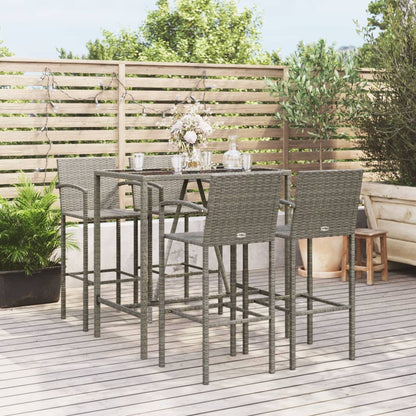 Garden Bar Set | Grey | PE rattan, powder-coated steel, tempered glass