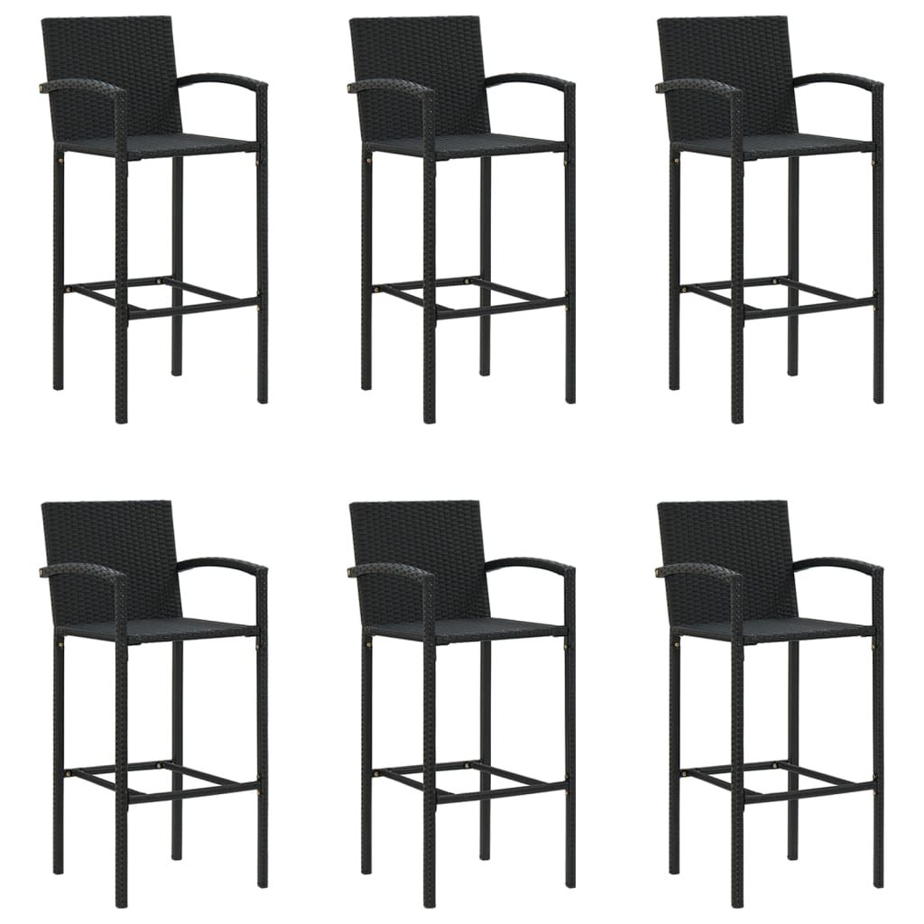 Garden Bar Set | Black | PE Rattan, Powder-Coated Steel, Tempered Glass