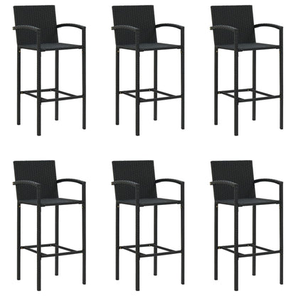 Garden Bar Set | Black | PE Rattan, Powder-Coated Steel, Tempered Glass