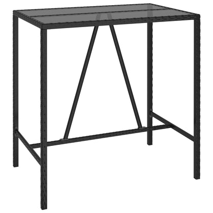Garden Bar Set | Black | PE Rattan, Powder-Coated Steel, Tempered Glass