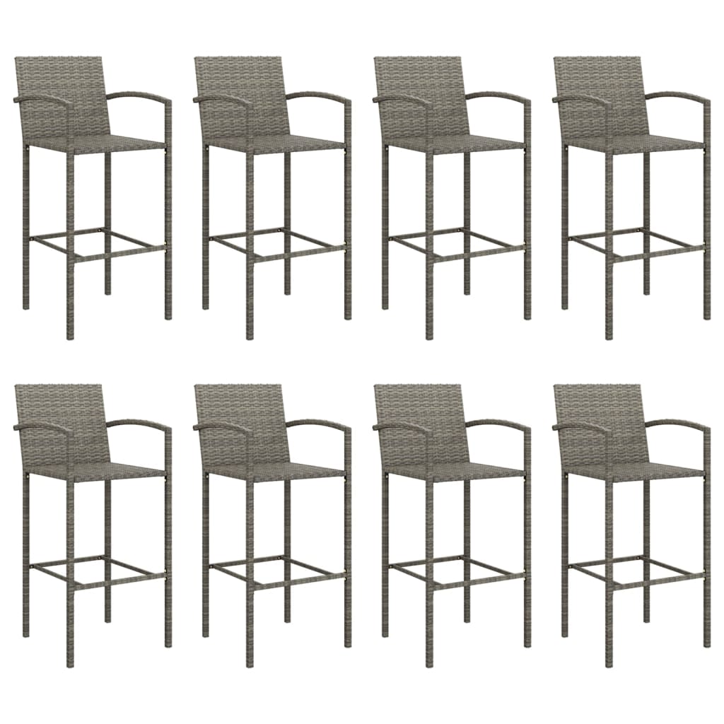 Garden Bar Set | Grey | PE rattan, powder-coated steel, tempered glass
