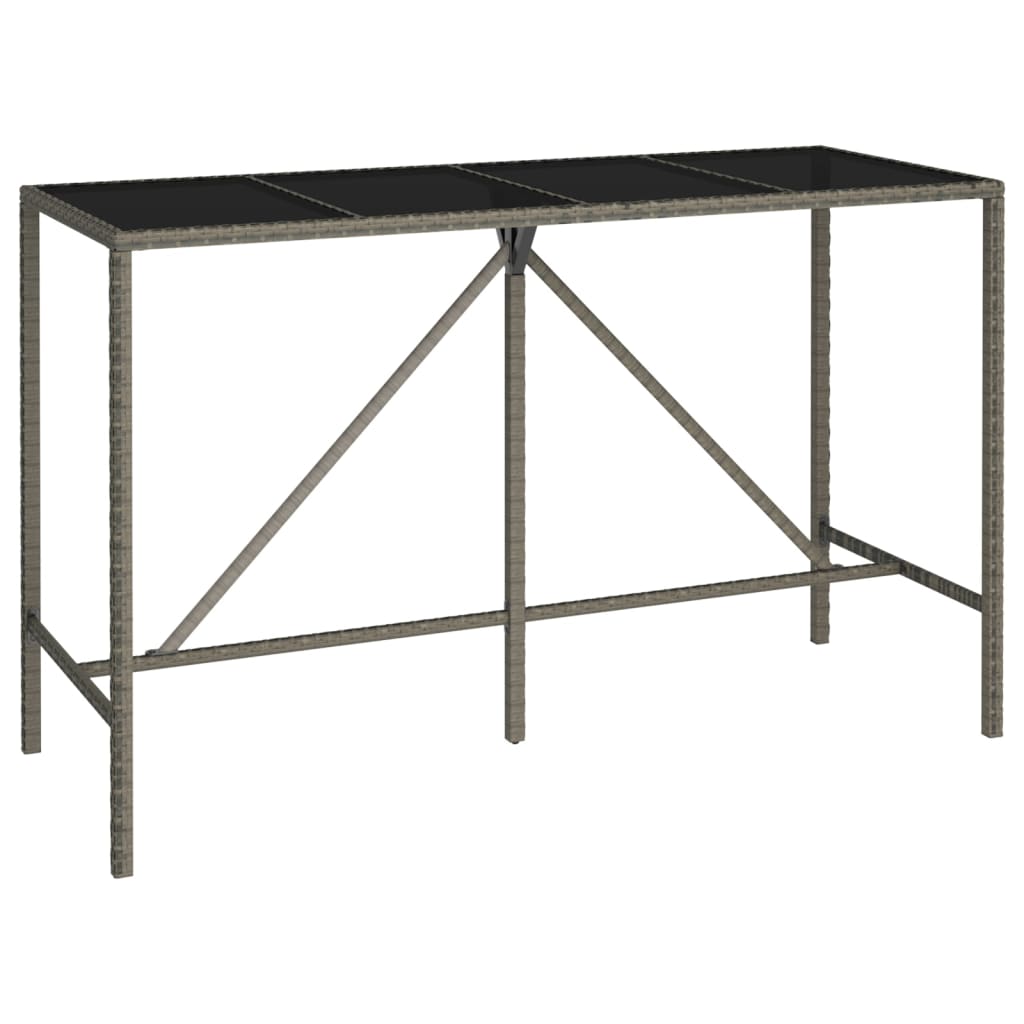 Garden Bar Set | Grey | PE rattan, powder-coated steel, tempered glass