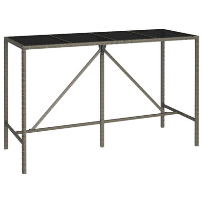 Garden Bar Set | Grey | PE rattan, powder-coated steel, tempered glass
