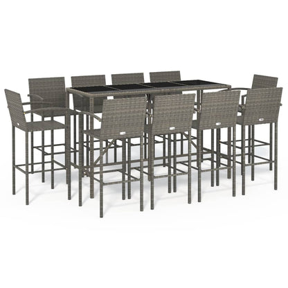 Garden Bar Set | Grey | PE Rattan | Large | Footrest | Garden Bar Set