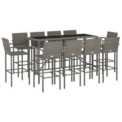Garden Bar Set | Grey | PE Rattan | Large | Footrest | Garden Bar Set