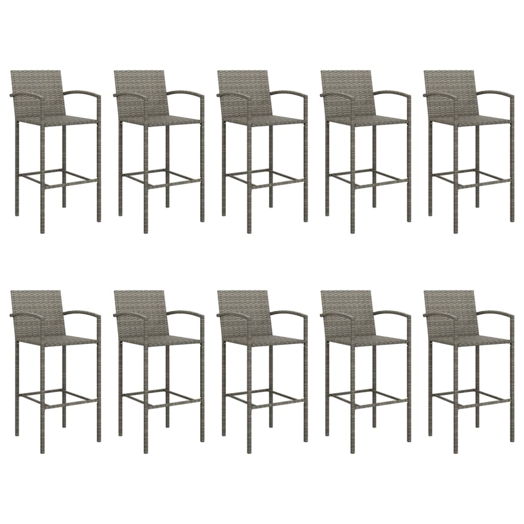 Garden Bar Set | Grey | PE Rattan | Large | Footrest | Garden Bar Set