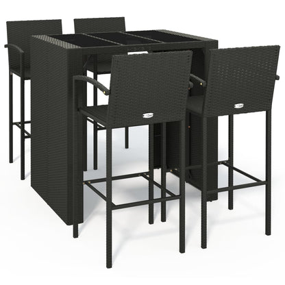 Garden Bar Set | Black | PE rattan, powder-coated steel, tempered glass