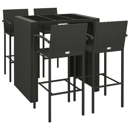 Garden Bar Set | Black | PE rattan, powder-coated steel, tempered glass