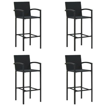Garden Bar Set | Black | PE rattan, powder-coated steel, tempered glass
