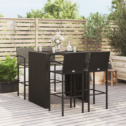 Garden Bar Set | Black | PE rattan, powder-coated steel, tempered glass