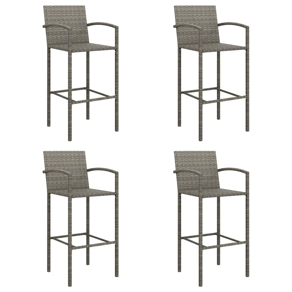 Garden Bar Set | Grey | PE Rattan, Powder-Coated Steel, Tempered Glass